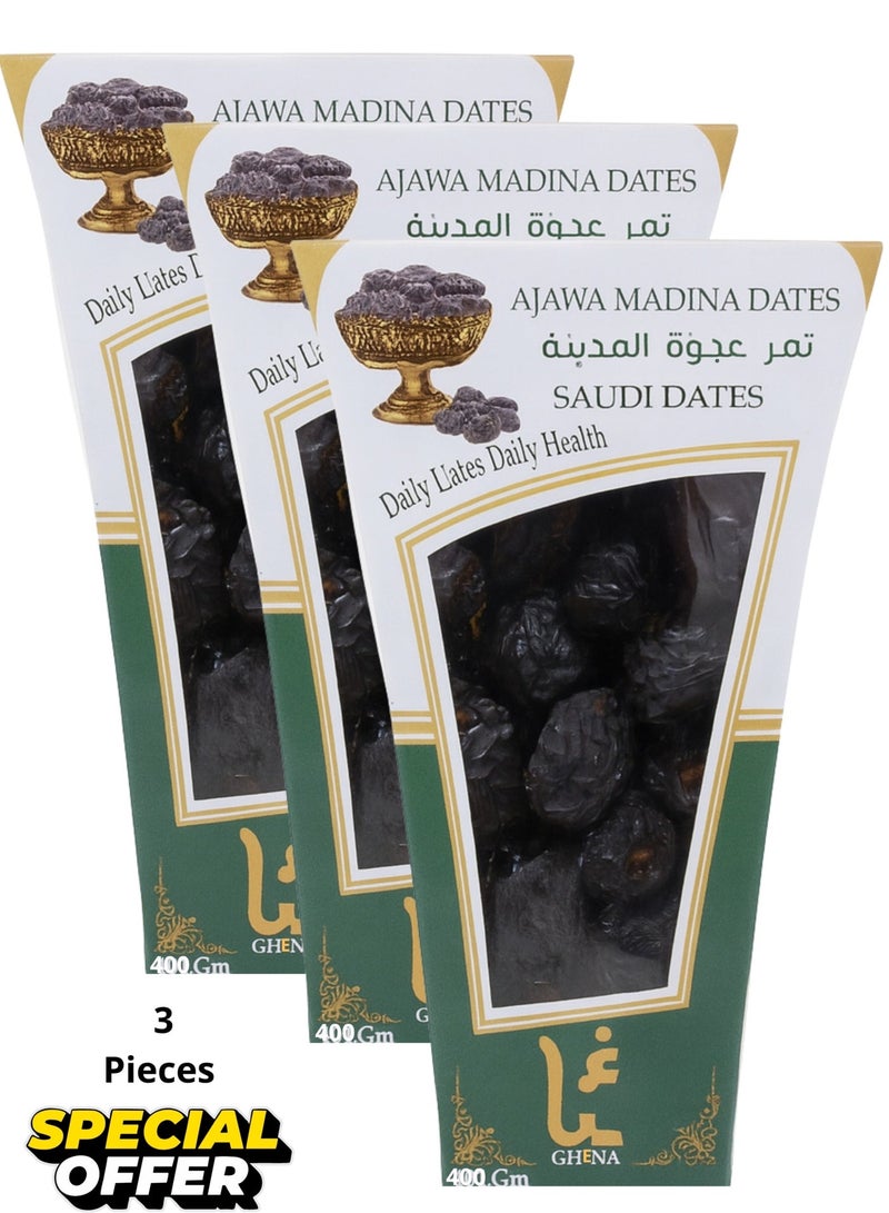 غينا تمر عجوة المدينة الأصلي 400 جم × 3 عبوات عرض خاص - تمر سعودي فاخر - Image 2