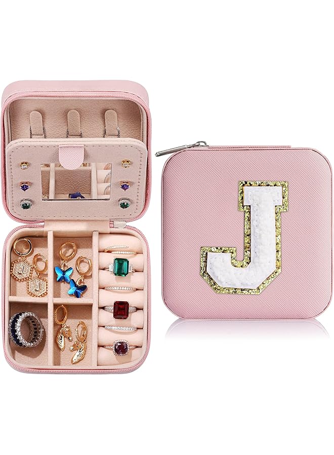 The Bros Christmas Gifts for Women Girls - Travel Jewelry Case for Girls Jewelry Box | Gifts for Friends Women Unique Christmas Gifts for Women | Friends Gifts Personalized Gifts - Initial Jewelry Box - Image 1