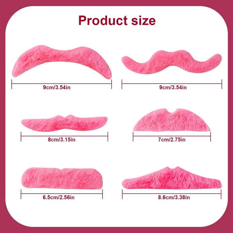 TCOTBE 24 Pcs Pink Self Adhesive Mustaches Hot Pink Self Adhesive Party Mustaches Fake Pink Mustaches Beard Costume Accessory Pink Sticker Mustache Assortment Costume Accessories Party Supplies - Image 2