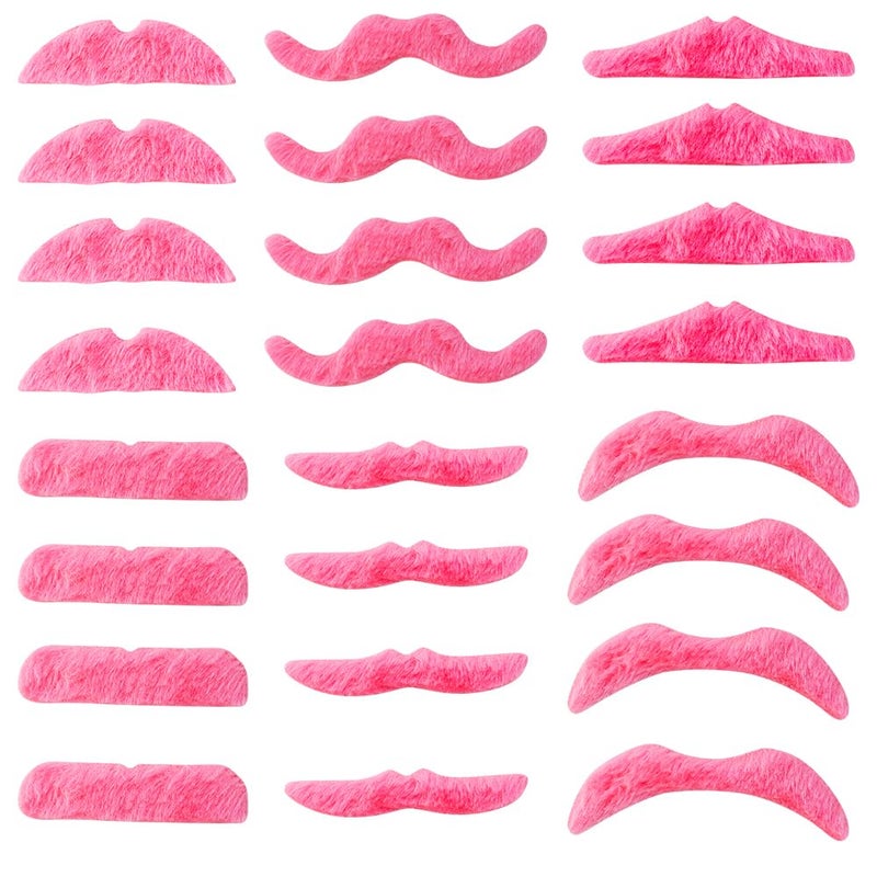 TCOTBE 24 Pcs Pink Self Adhesive Mustaches Hot Pink Self Adhesive Party Mustaches Fake Pink Mustaches Beard Costume Accessory Pink Sticker Mustache Assortment Costume Accessories Party Supplies - Image 1