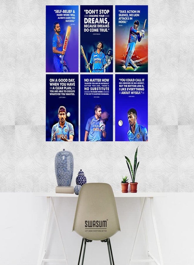SWASUM Motivational and Inspirational Quotes Wall Posters, (Cricket Sport Poster), 12x18 Each, Pack of 06 Paper Print - Image 2
