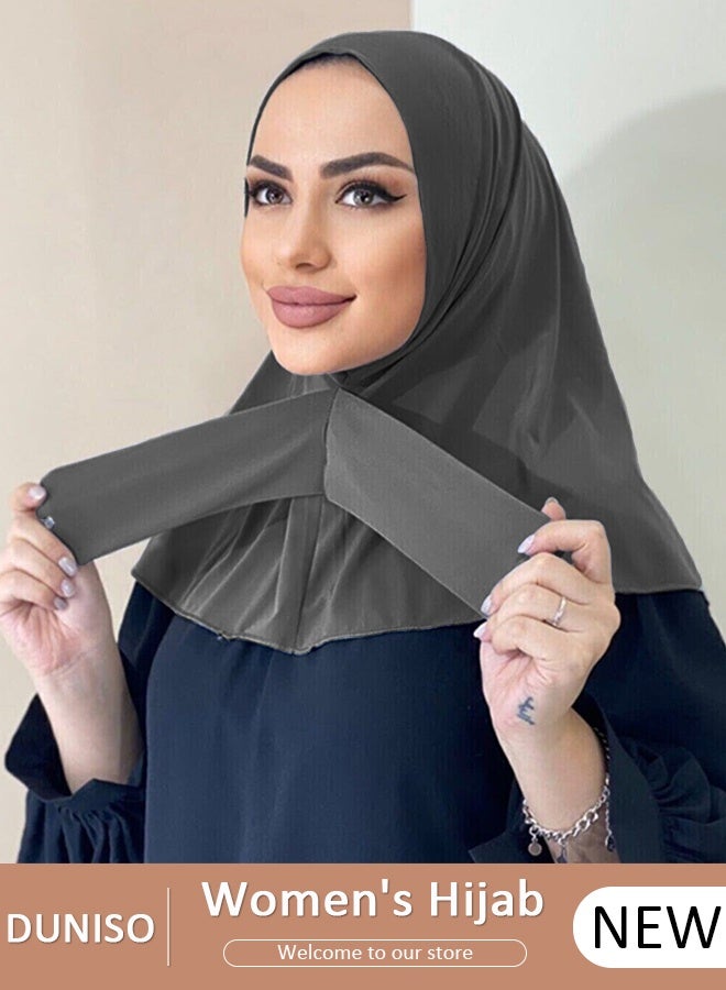 DUNISO Instant Hijab Button Design, Fashion Hijab for Women, Instant Snap Fastener Hijab Inner Cap, Full Cover Head Wraps Scarf, Islam Turban Caps - Image 1