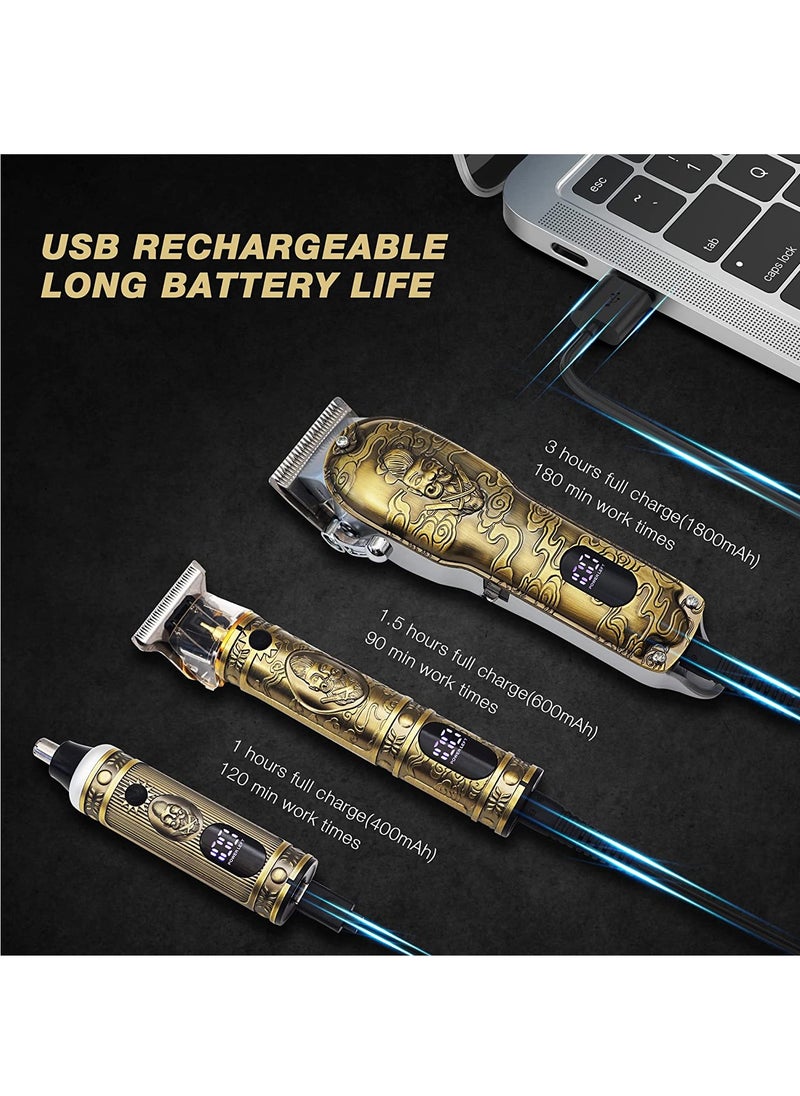 RATSAW Hair Clippers Beard Trimmer Nose Set for Men Professional Cordless Barber Rechargeable T Blade Trimmer Hair Cut Machines with LED Display  - Image 2