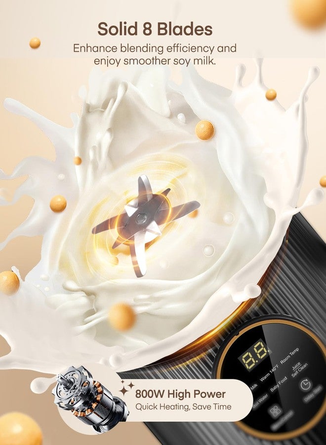 FOHERE 35oz Nut Milk Maker Machine, 8 in 1 Automatic Nut Milk Maker with 8 Blades, 800W Soy Milk Maker for Homemade Oat Milk, Juice, Almond Milk Maker with 12H Delay Start, Boil Water,Keep Warm&Auto Clean - Image 5