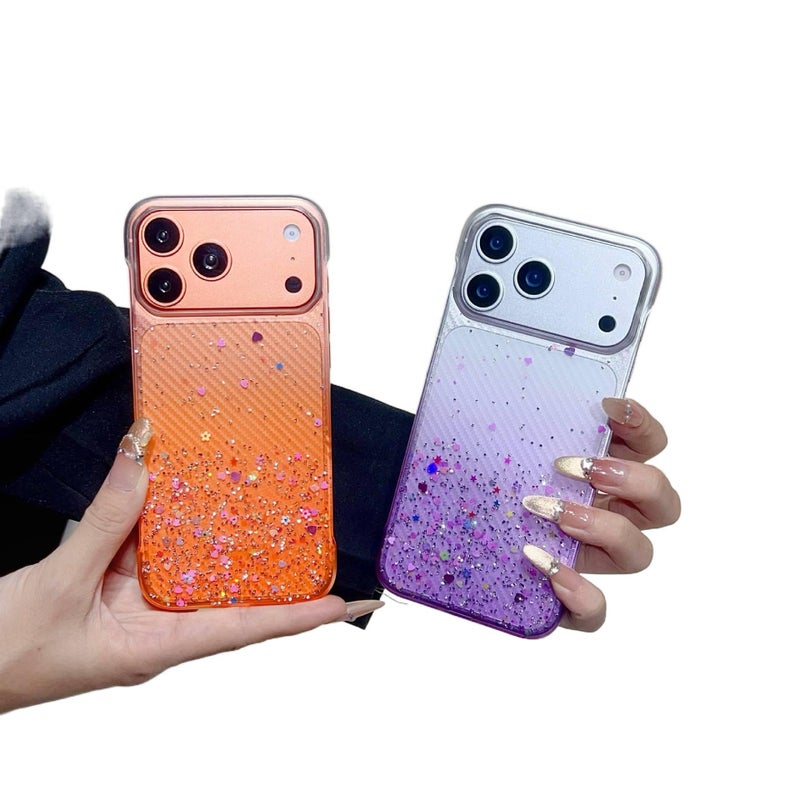 TPU Protective Case for iPhone 13 with Frameless Design and Resin Finish plus Glitter Gold Foil plus Gradient in Gradient - Image 2