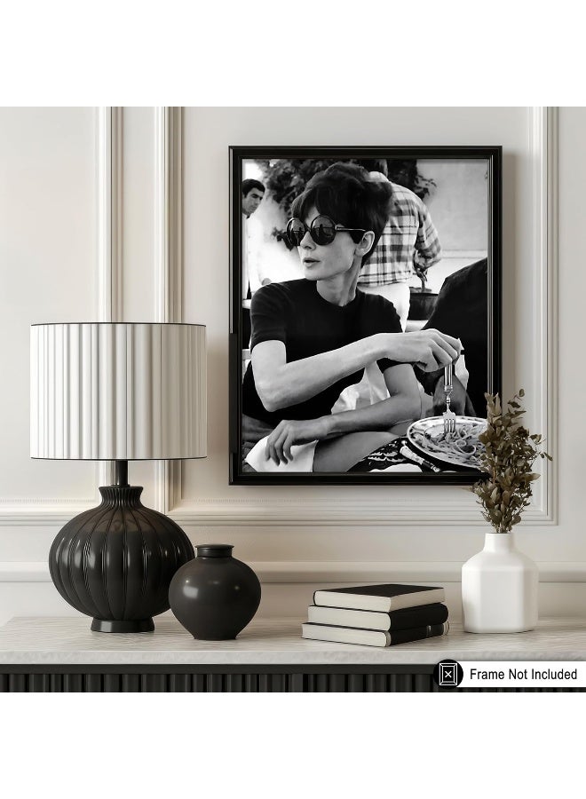 Poster Master Audrey Poster - Audrey Eating Spaghetti Print - Fashion Art - Food & Drink Art - Black And White Art - Photography Art - Great Kitchen Or Restaurant Wall Decor - 8X10 Unframed Wall Art - Image 3