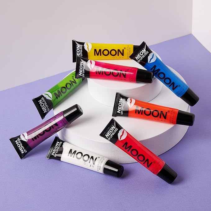 Moon Glow Neon UV Lip Gloss 15ml Green Apple Scented and glows brightly under UV