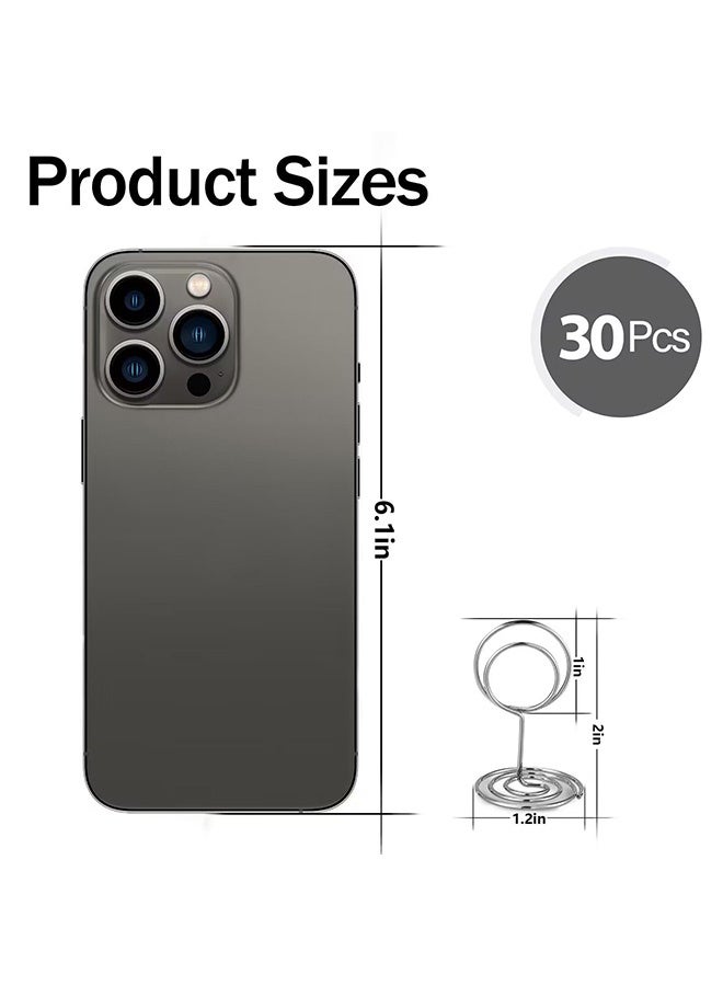 Peachjoy حاملات أرقام الطاولات 30 قطعة - حاملات صور للطاولات، حاملات بطاقات، مشابك أسماء وقوائم، حاملات لافتات للطاولة لحفلات الزفاف والذكرى السنوية وحفلات عيد الميلاد، فضي - Image 2