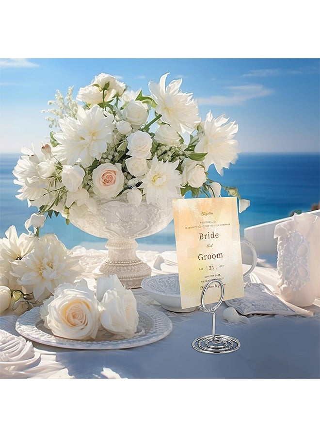 Peachjoy حاملات أرقام الطاولات 30 قطعة - حاملات صور للطاولات، حاملات بطاقات، مشابك أسماء وقوائم، حاملات لافتات للطاولة لحفلات الزفاف والذكرى السنوية وحفلات عيد الميلاد، فضي - Image 5