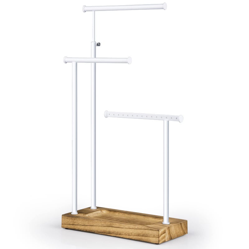 SRIWATANA Jewelry Organizer Display Extra Tall Necklace Holder 3 Tier Jewelry Tree Stand Gift Idea Carbonized Black  White