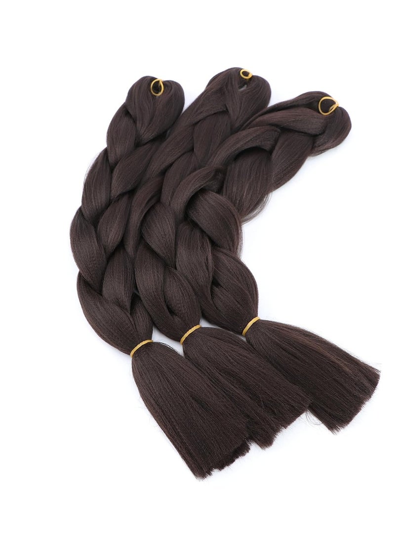 إستيل وصلات شعر ضفائر أفريقية، وصلات شعر ضفائر كروشيه، شعر ضفائر صناعي عالي الحرارة، ألياف صناعية، ضفائر ياكي جامبو (3 قطع داكنة/بنية) - Image 2
