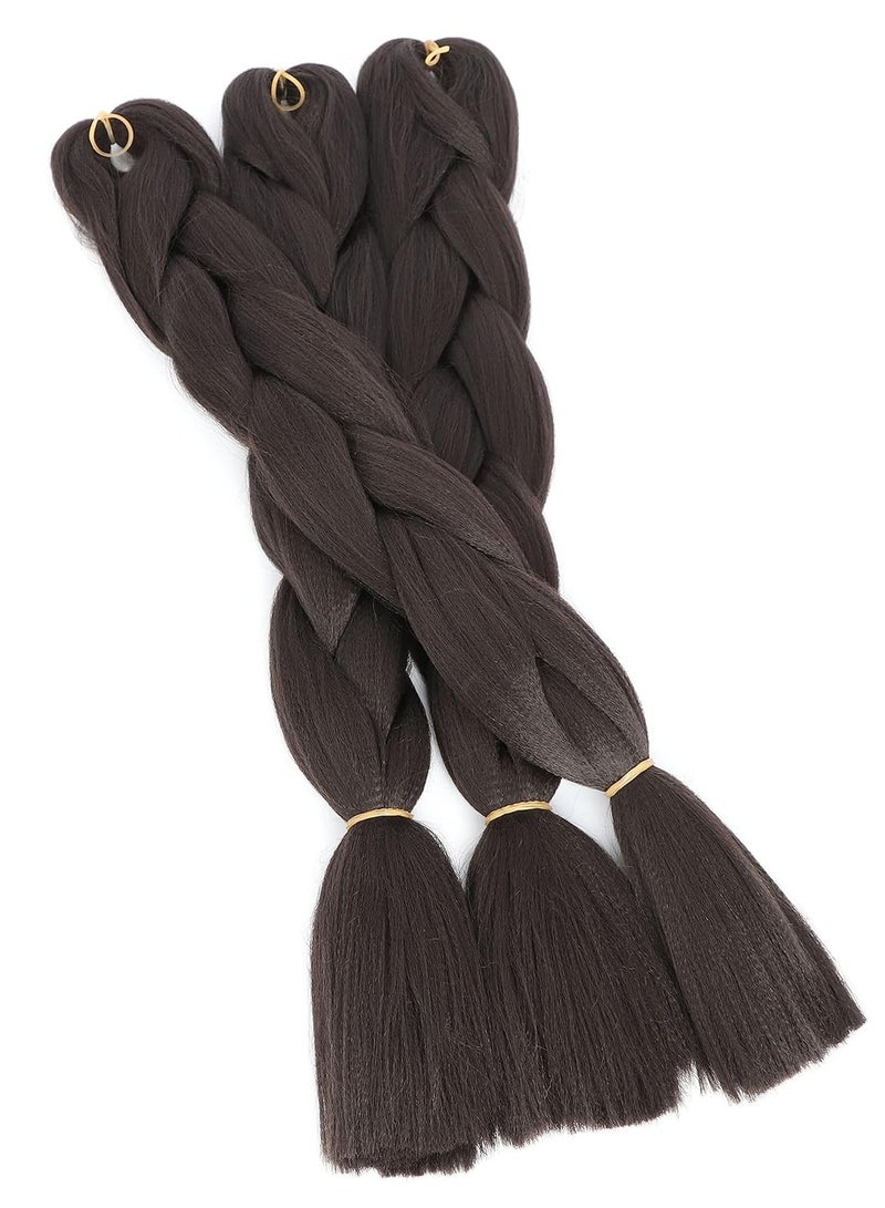 إستيل وصلات شعر ضفائر أفريقية، وصلات شعر ضفائر كروشيه، شعر ضفائر صناعي عالي الحرارة، ألياف صناعية، ضفائر ياكي جامبو (3 قطع داكنة/بنية) - Image 3