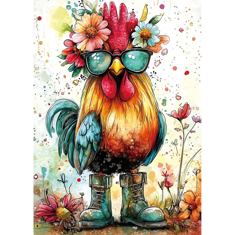 MINIWAN Sunglasses Cool Chicken 1000 Piece Puzzles for Adults Hard Challenge Art Jigsaw Puzzles for Gifts Birthday Party Games Family 275 X197 Dust Free Puzzle - Image 3
