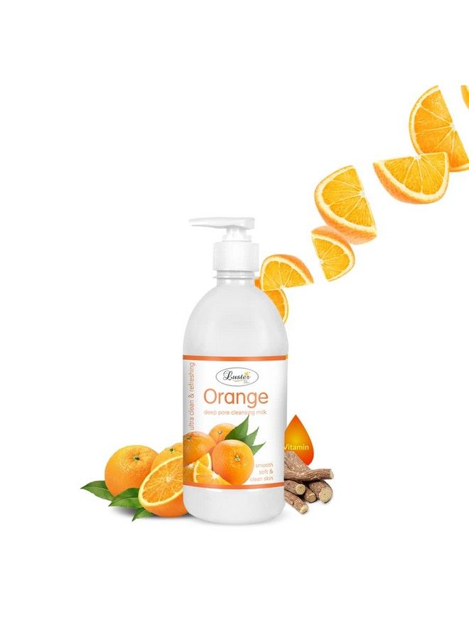 LUSTER Orange Deep Cleansing Milk; Enriched With Orange Extracts; Ultra Clean & Refreshing; Cleansing Milk For Face Makeup Remover (Paraben & Sulfate Free)500 Ml - Image 2