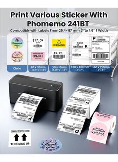 phomemo 241-BT Bluetooth Thermal Label Printer, 4X6" Wireless Shipping Label Printer for Small Business, Label Printer for Shipping Packages, Compatible with iPhone, Android Black  - Image 4