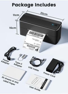 phomemo 241-BT Bluetooth Thermal Label Printer, 4X6" Wireless Shipping Label Printer for Small Business, Label Printer for Shipping Packages, Compatible with iPhone, Android Black  - Image 2