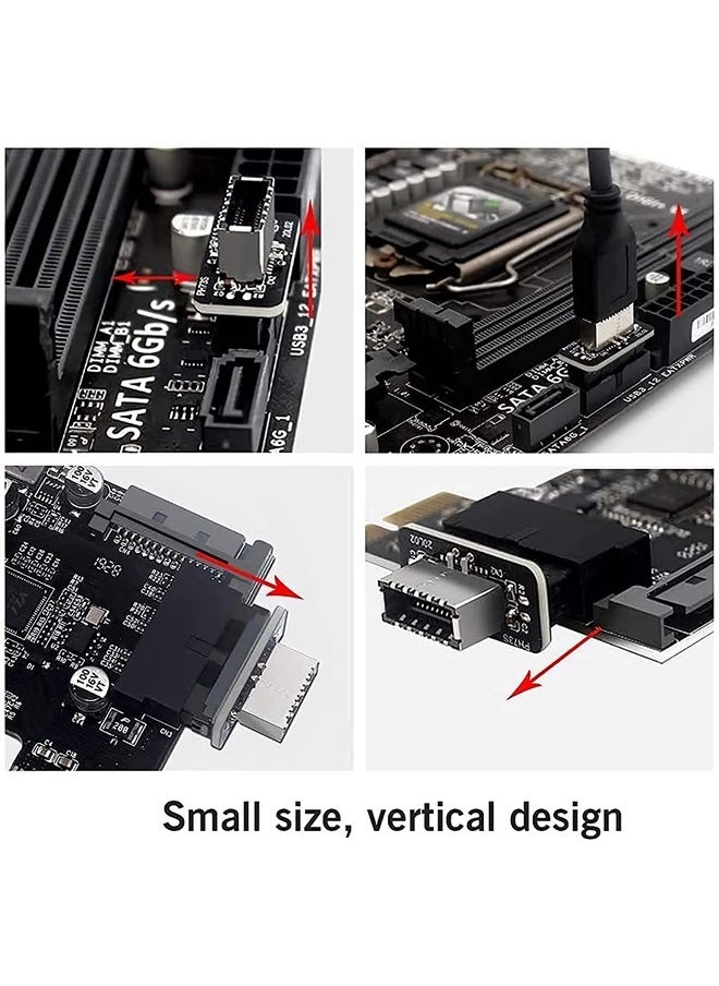 Yeebline - Vertical USB 3.1 Front Panel Socket Key-A Type-E to USB 3.0 20Pin Header Extension Adapter - Image 1