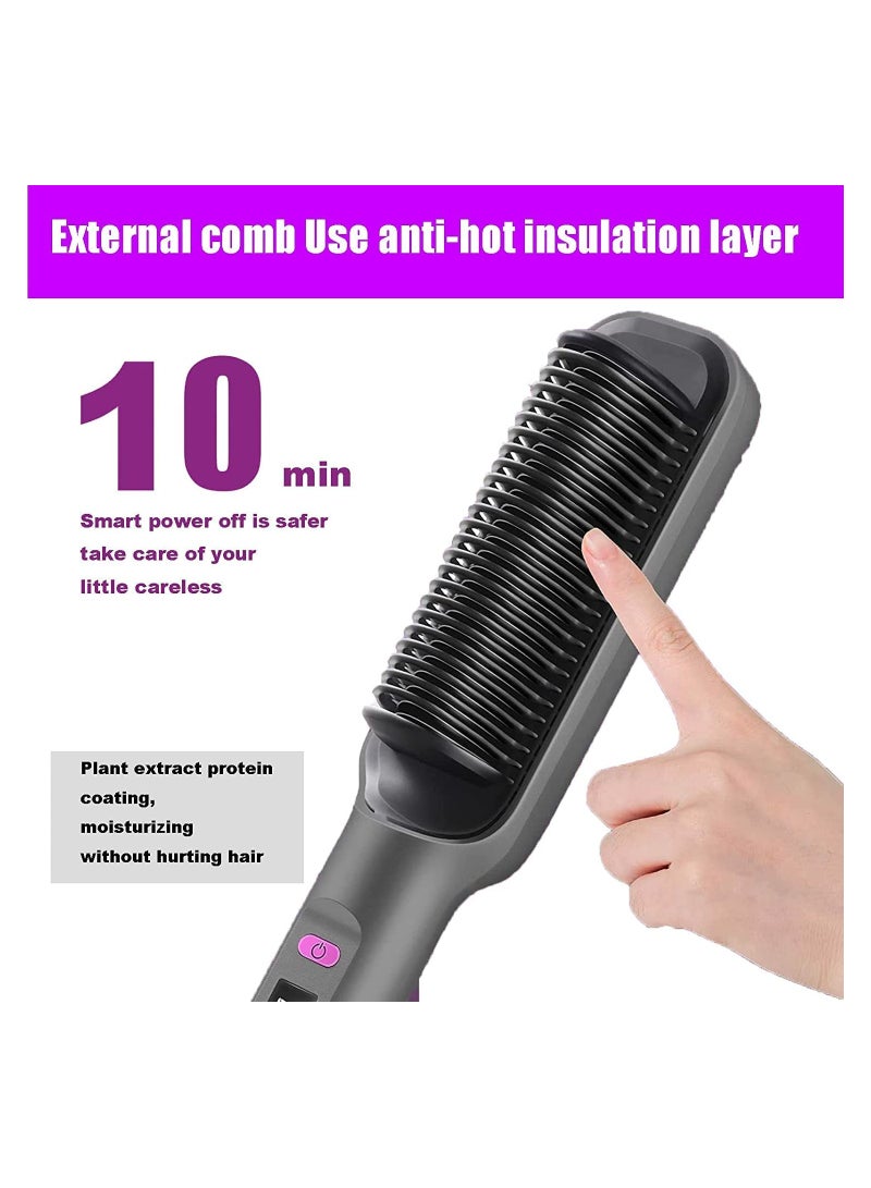SOLARAE Hair Straightener Brush Ionic Hair Straightener Comb with 5 Temperature Settings LED Screen 30s Fast Heating Anti-Scald Negative Styling Comb Professional Women's Hairstyle Tools - Image 5