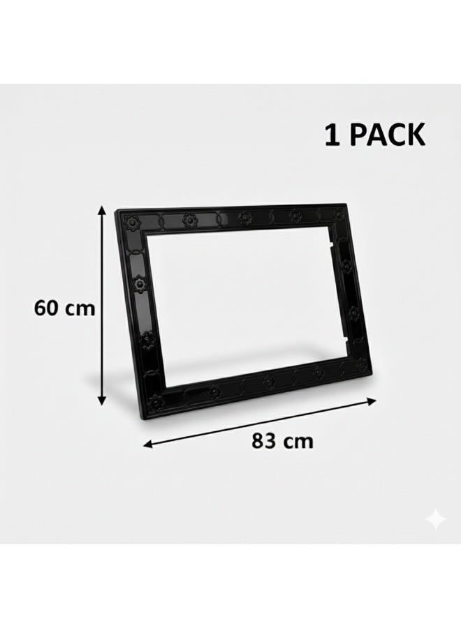 راكو للنظافة إطار ديكور للمكيف الشباكي ذكي وقابل للتعديل لتغطية الفراغات وتركيب سهل - أسود مزخرف - Image 1