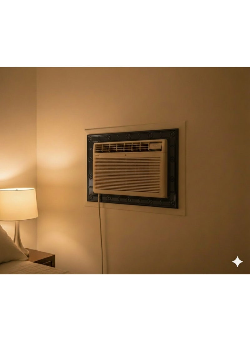 راكو للنظافة إطار ديكور للمكيف الشباكي ذكي وقابل للتعديل لتغطية الفراغات وتركيب سهل - أسود مزخرف - Image 3