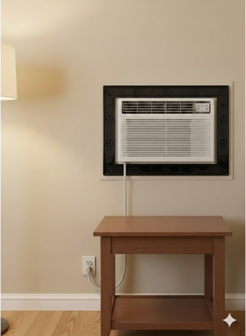 راكو للنظافة إطار ديكور للمكيف الشباكي ذكي وقابل للتعديل لتغطية الفراغات وتركيب سهل - أسود مزخرف - Image 2