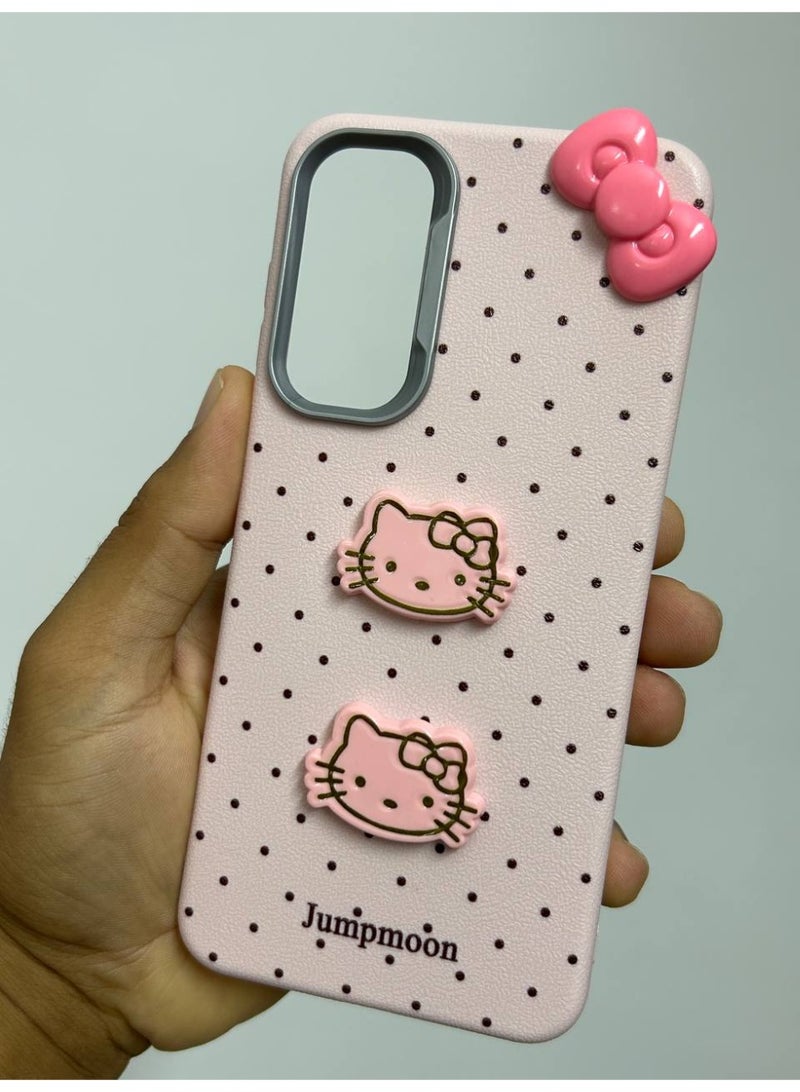 Jumpmoon Dotted Kitty Bow Back Case Compatible with Samsung A16 - Image 1