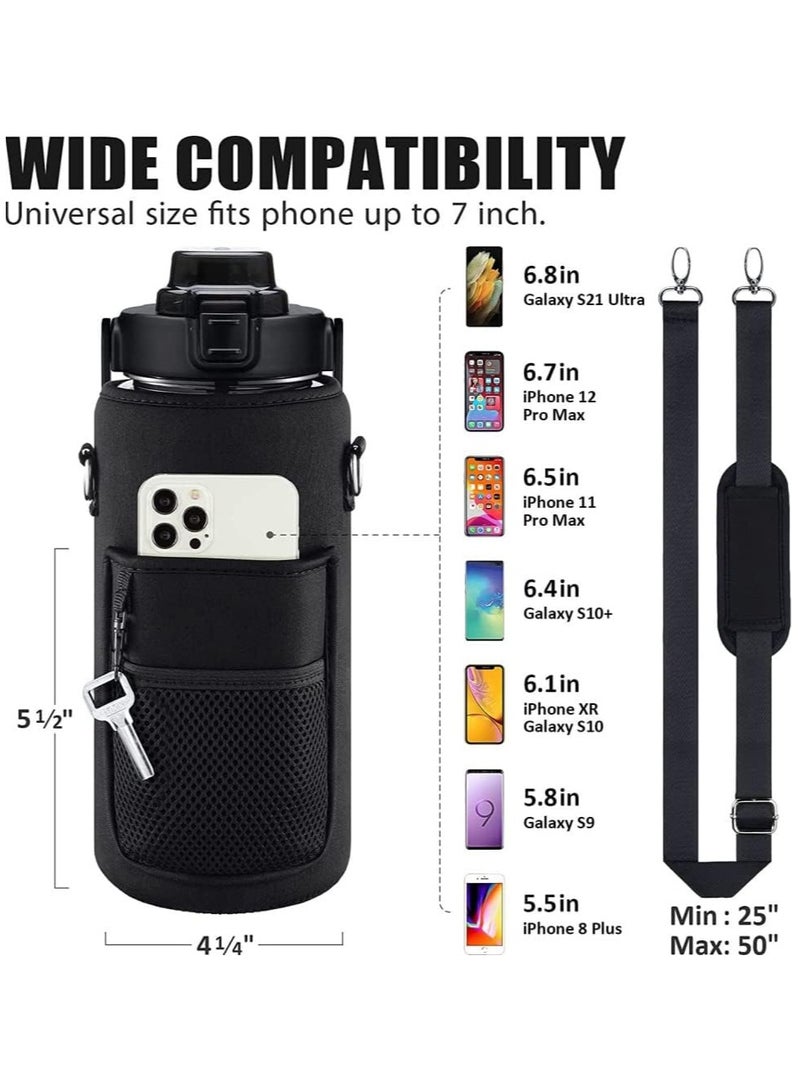 Arabest 2L Half Gallon Water Bottle, Sport Water Jug with Sleeve and Strap, Motivational Drink Water Bottle for Gym and Workout Wat(Black) - Image 4