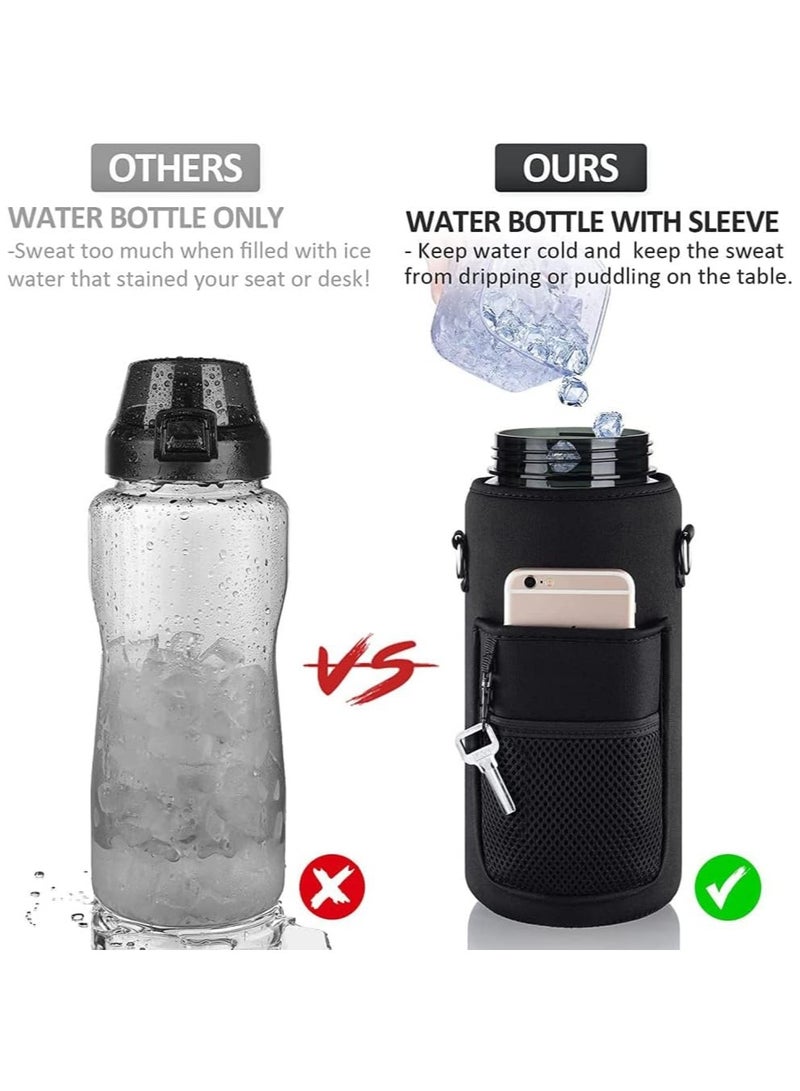 Arabest 2L Half Gallon Water Bottle, Sport Water Jug with Sleeve and Strap, Motivational Drink Water Bottle for Gym and Workout Wat(Black) - Image 5
