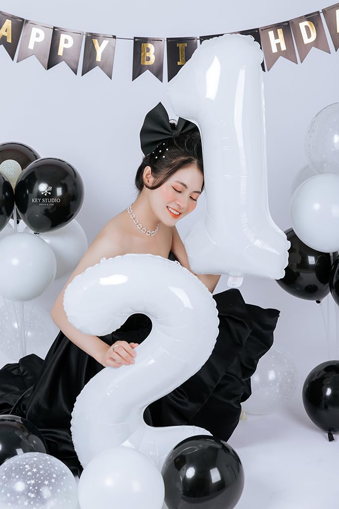 Mluchee Number Balloons 1, 40 Inch Ballons for Girl Boy 1st 1 11 21 Birthday Decorations Baby Shower Photo Shoot, White One Balloons - Image 2
