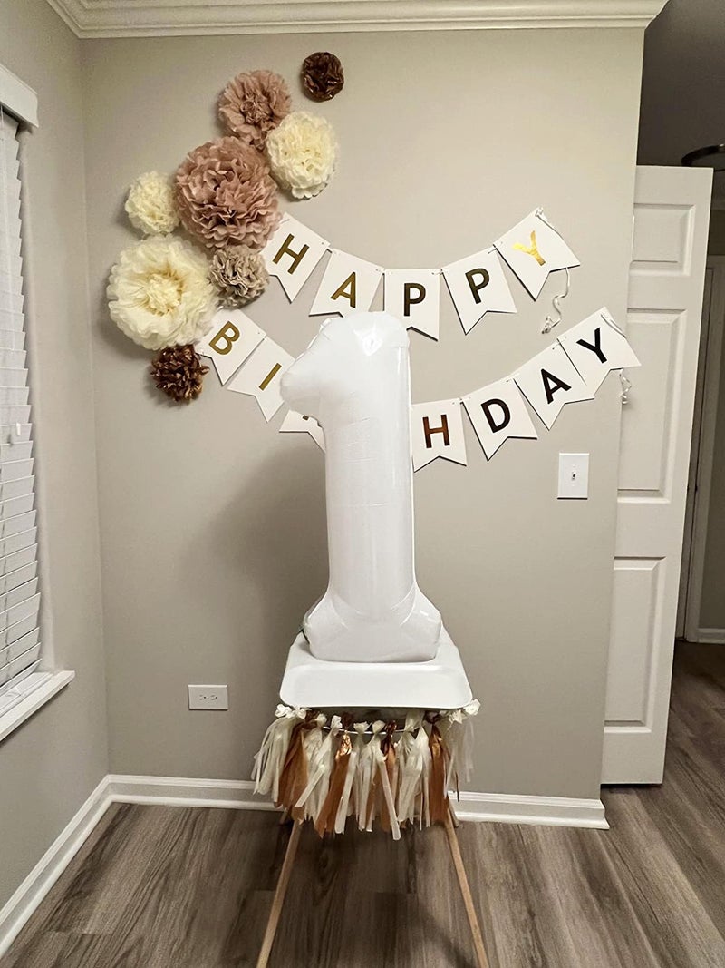 Mluchee Number Balloons 1, 40 Inch Ballons for Girl Boy 1st 1 11 21 Birthday Decorations Baby Shower Photo Shoot, White One Balloons - Image 4