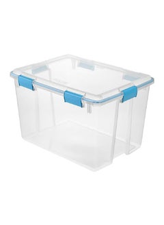 Sterilite Premium Stackable Rectangular Space Saving Gasket Box Clear and Blue 76 L 19384304  - Image 1