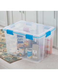 Sterilite Premium Stackable Rectangular Space Saving Gasket Box Clear and Blue 76 L 19384304  - Image 5