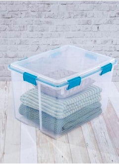 Sterilite Premium Stackable Rectangular Space Saving Gasket Box Clear and Blue 76 L 19384304  - Image 4