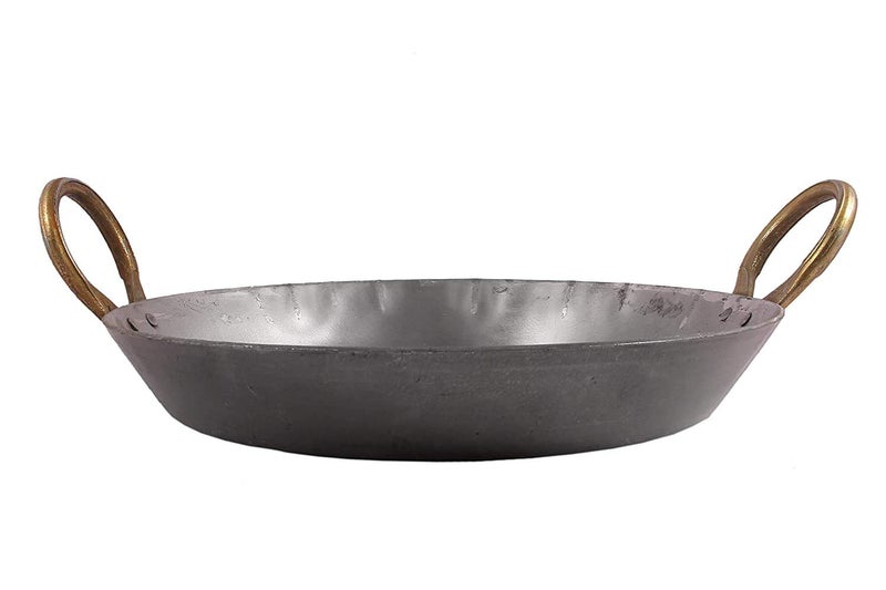 KITCHEN SHOPEE Heavy Base Original IronLoha Flat KadaiTaviFry PanTai for Making Jalebi Dal Tadka 12 Inches 310 Cm Black - Image 3