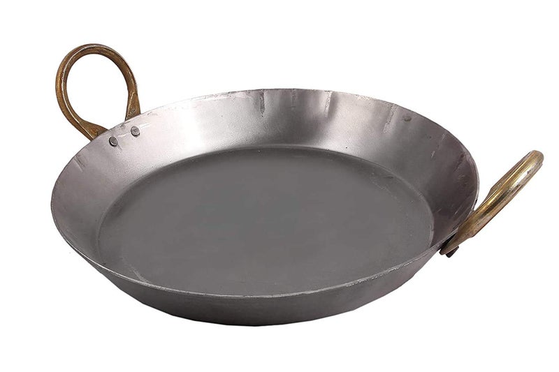 KITCHEN SHOPEE Heavy Base Original IronLoha Flat KadaiTaviFry PanTai for Making Jalebi Dal Tadka 12 Inches 310 Cm Black - Image 2