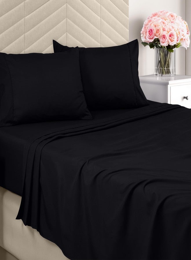 Utopia Bedding Full Sheet Set - Brushed Microfiber - Soft Bed Sheets for Full Size Bed - Includes 1 Fitted, 1 Flat, & 2 Pillow Cases - Deep Pocket (Black) - Image 1
