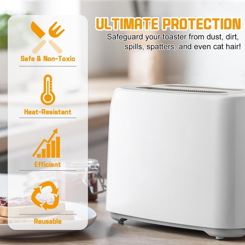 Luckam 2Pcs Silicone Toaster Lid, Toaster Dirt Cover Toaster Appliance Top Cover, Toaster Protector Bread Maker Cover for Bread Machine, Sandwich Machine Part Accessories (Grey) - Image 3