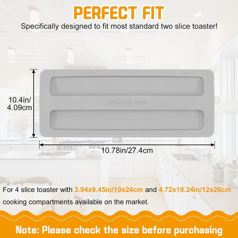 Luckam 2Pcs Silicone Toaster Lid, Toaster Dirt Cover Toaster Appliance Top Cover, Toaster Protector Bread Maker Cover for Bread Machine, Sandwich Machine Part Accessories (Grey) - Image 2