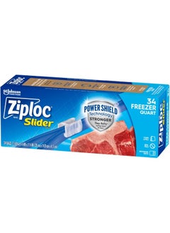 Ziploc Ziploc Quart Food Storage Freezer Slider Bags, Power Shield Technology for More Durability, 34 Count  - Image 1