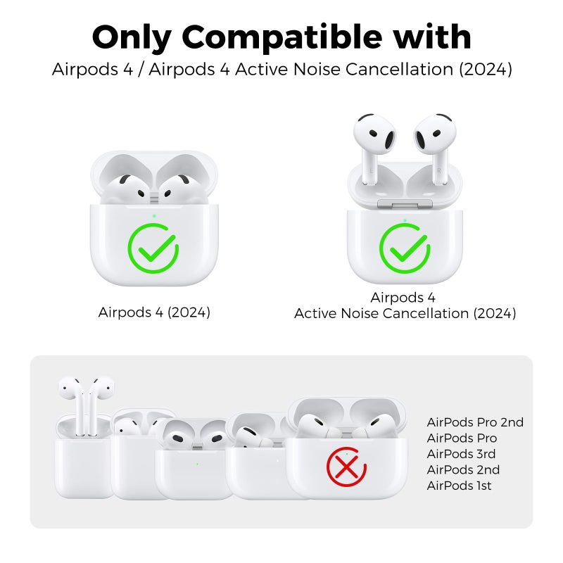 AhaStyle AirPods 4 Case Cover (2024) with Cleaning Kit Soft Silicone Shockproof Cover Skin for Apple AirPods 4th Gen Support USB-C & Wireless Charging - Image 2
