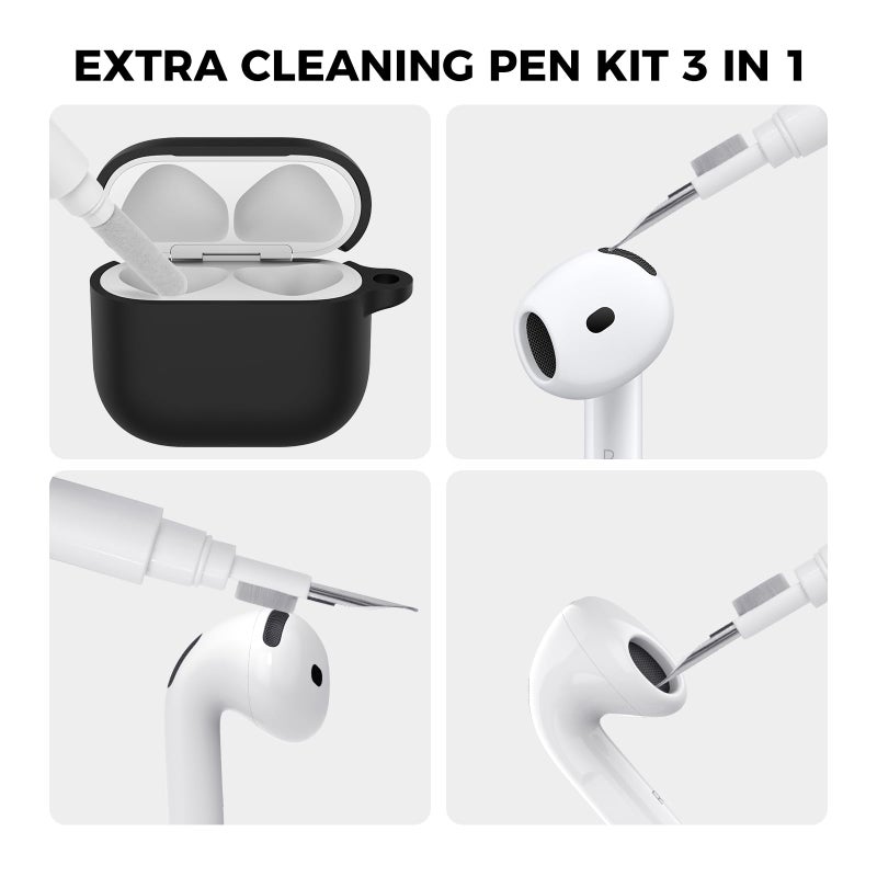 AhaStyle AirPods 4 Case Cover (2024) with Cleaning Kit Soft Silicone Shockproof Cover Skin for Apple AirPods 4th Gen Support USB-C & Wireless Charging - Image 4