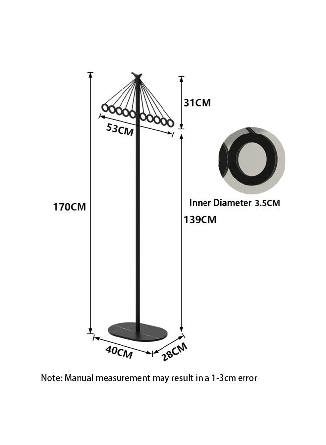 Generic Freestanding Coat Rack, Metal Umbrella Shape Clothing Stand with 10 Hanging Holes and Base for Clothes, Coat & Dress, Floor Standing Clothes Rack for Entryway Living Room Bedroom, JJT-133 (Black)  - Image 2