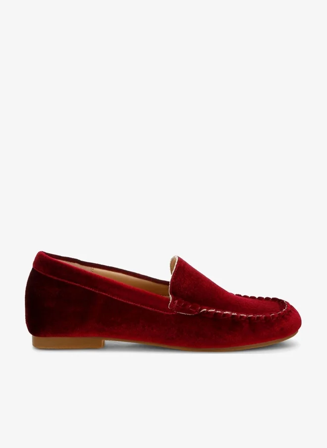 Velvet Flat Loafers in Burgundy