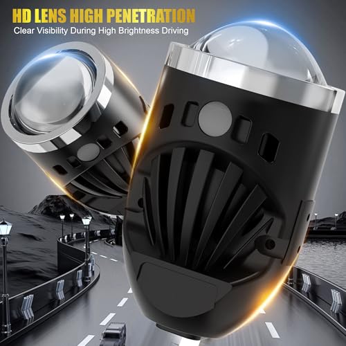 Audio Wheels 1.8" Universal LED Projector Fog Lamp - 120W | White-6000K | 15,000LM Projector Light with Blue Film | 12V/24V Car Driving Lamp for Vehicle Modification - Image 3