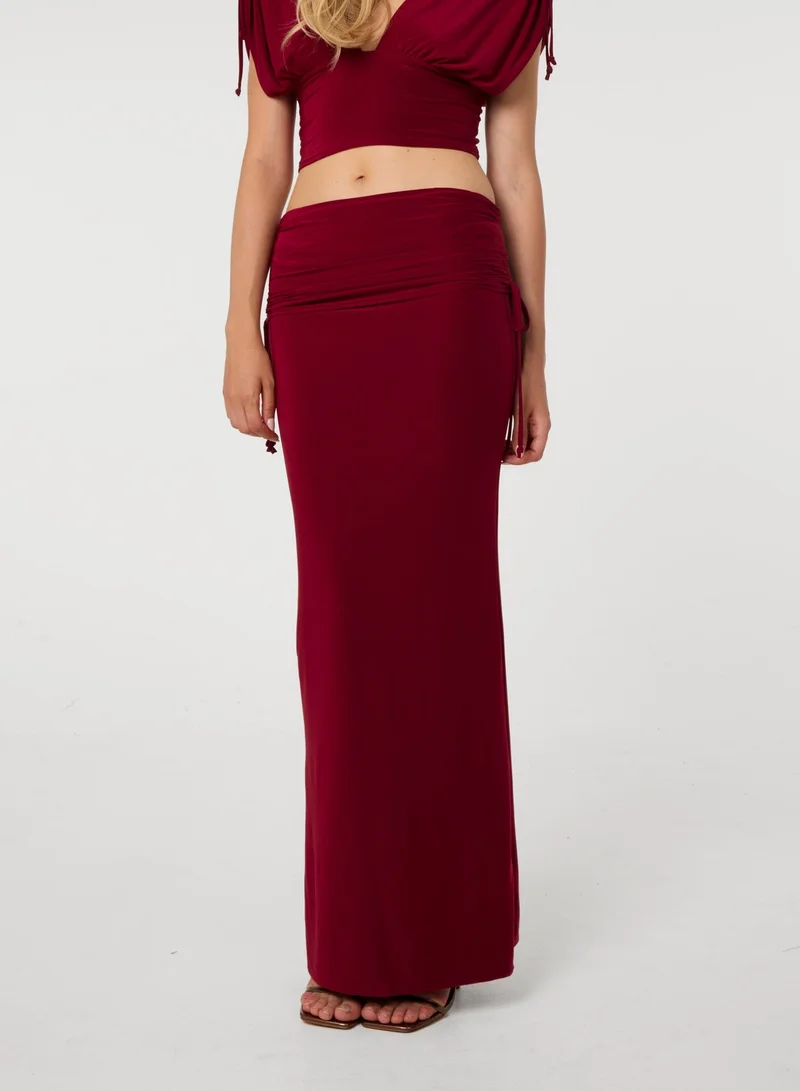 Pink Vanilla  Ruched Side Maxi Skirt for Women | Best Price UAE