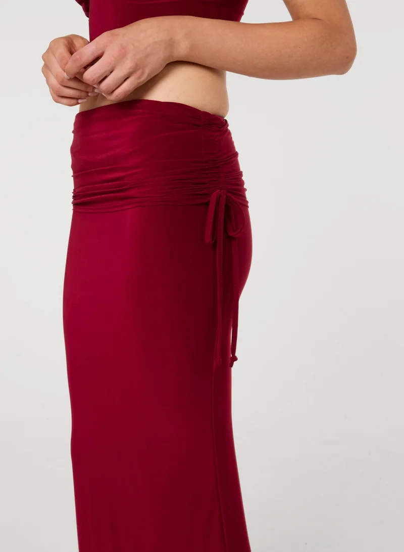 Pink Vanilla  Ruched Side Maxi Skirt for Women | Best Price UAE