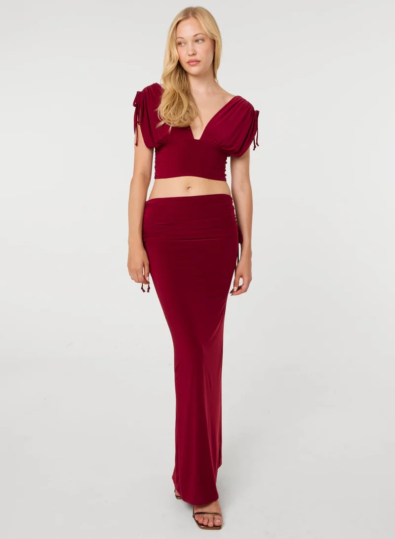 بينك فانيلا Ruched Side Maxi Skirt