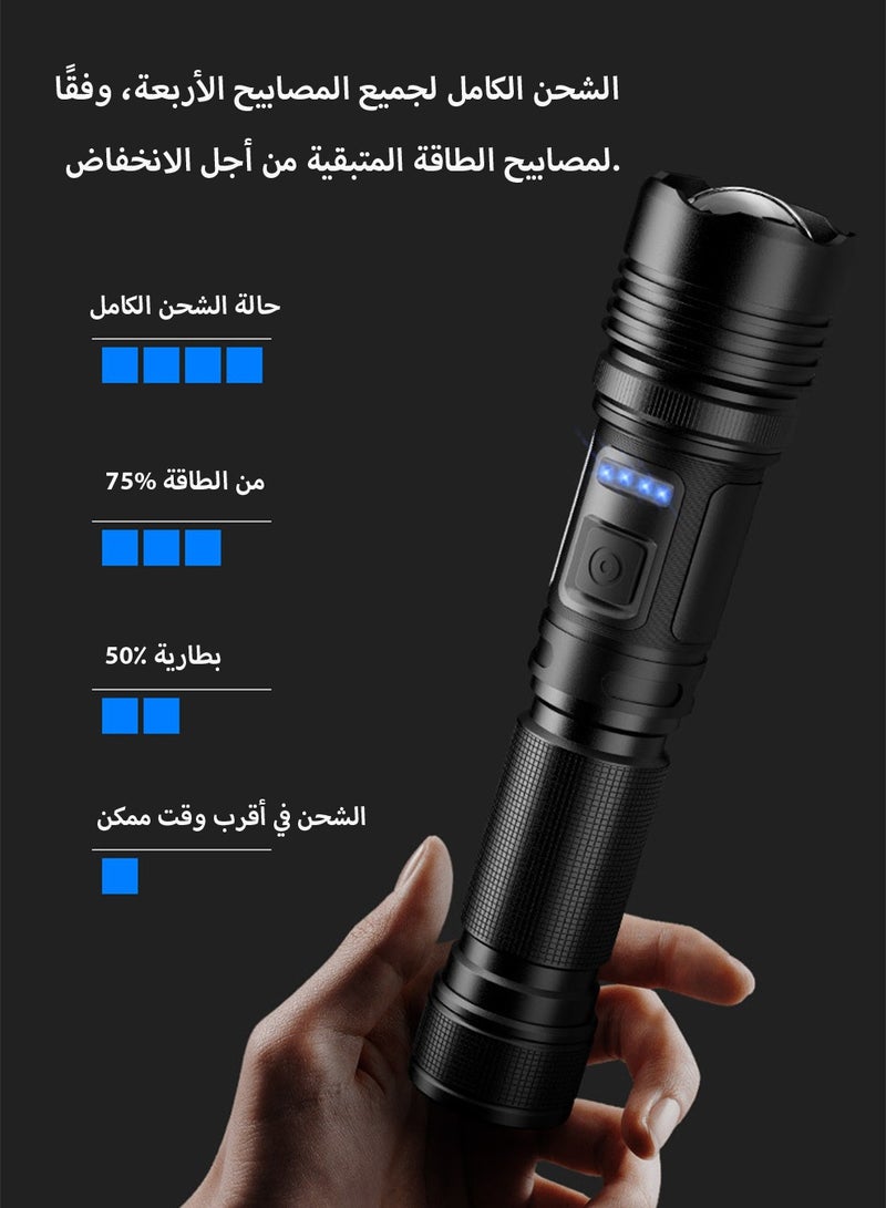 Super Bright 20000 High Lumens Led Flashlight Rechargeable 7 Modes Zoomable Torch With COB Side Light Type-C Fast Charging IPX67 Waterproof Power Display Flashlights  Tail with Super Strong Magnet f - Image 3