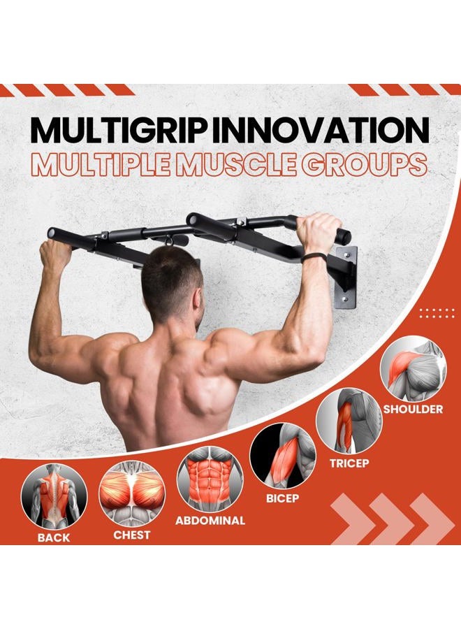 Yes4All Multi-Grip Wall Mount Pull-Up Bar, 16 & 24" Reversible Stud Compatibility Wall Mounted Pull Up Bar, Solid Construction Strength Training Pull Up Bar - Image 5