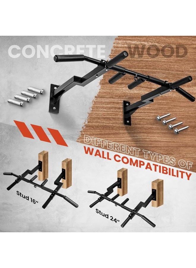 Yes4All Multi-Grip Wall Mount Pull-Up Bar, 16 & 24" Reversible Stud Compatibility Wall Mounted Pull Up Bar, Solid Construction Strength Training Pull Up Bar - Image 2